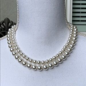 Vintage two strand faux white pearl necklace